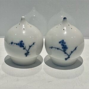 Royal Copenhagen Denmark RIMMON Blue White Salt Pepper Shaker Set RARE HTF SEE
